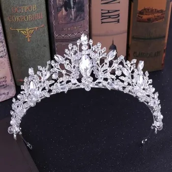 Роскошные бусины со стразами в форме сердца, свадебные диадемы, корона, посеребренная хрустальная диадема, короны, повязка на голову, свадебные аксессуары для волос