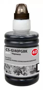 Чернила Cactus, 140 мл, черный, совместимые, водные для Canon Pixma G5040/G6040/GM2040 (CS-GI40PGBK)