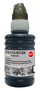 Чернила Cactus CS-I-CLI451BK, 100 мл, черный, совместимые для Canon Pixma iP6840/iP7240/iP8740/iX6840/MG5440/ MG5540/MG5640/MG6340/MG6440/MG6640/MG7140/MG7540/MX724/MX924