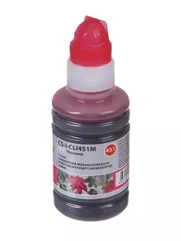 Чернила Cactus CS-I-CLI451M, 100 мл, пурпурный, совместимые для Canon Pixma iP6840/iP7240/iP8740/iX6840/MG5440