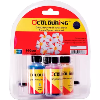 Чернила Colouring CG-INK-UNI C/E 4*40мл, 4 шт. x 40 мл, голубой/пурпурный/желтый/черный, совместимые для Epson