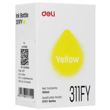 Чернила Deli, 100 мл, желтый, оригинальные для Deli D311NW (311FY)
