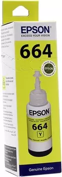 Чернила Epson 664, 70 мл, желтый, оригинальные для Epson L100/ L110/ L120/ L132/ L200/ L210/ L222/ L300/ L312/ L350/ L355/ L362/ L366/ L456/ L550/ L555/ L566/ L1300 (C13T66444A/ C13T664498) новый, истек срок годности