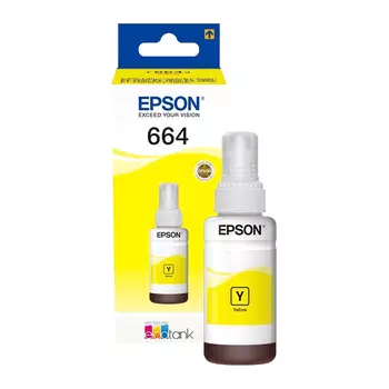 Чернила Epson 664, 70 мл, желтый, оригинальные для Epson L100/ L110/ L120/ L132/ L200/ L210/ L222/ L300/ L312/ L350/ L355/ L362/ L366/ L456/ L550/ L555/ L566/ L1300 (C13T66444A/ C13T664498) новый, истек срок годности