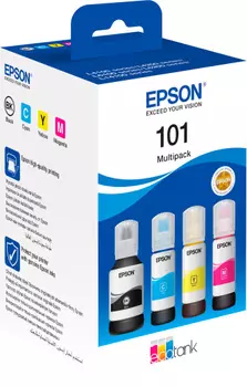 Чернила Epson L101, 4 шт., голубой/пурпурный/желтый/черный, оригинальные для Epson L4150/4160/L6160/L6170/L6190 (C13T03V64A)