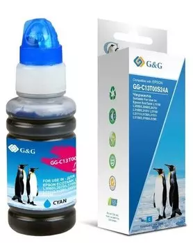Чернила G&G C13T00S24A, 70 мл, голубой, совместимые для Epson L1110, L3151, L3100, L3101, L3110, L3150 (GG-C13T00S24A)