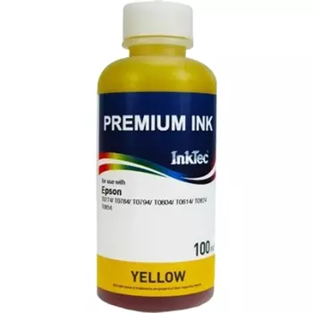 Чернила InkTec E0010-100MY, 100 мл, желтый, совместимые для Epson Stylus Photo 1390 / 1400 / 1410 / R260 / R265 / R270 / R280 / R285/ R290 / R295 / R360 / R380 / R390 / RX560 / RX580 / RX585 / RX59 0/ Rx595 / Rx610 / RX680 / RX685 / RX690