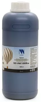 Чернила NV-Print INK1000 Black Eco, 1 л, черный, совместимые, экосольвентные для Epson, Mimaki, Mutoh, Roland, для устройств, оснащенных печатающими головами Epson DX4/ 5/ 7/ XP-600 (NV-INK1000BkEco)