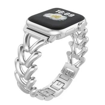 Роскошный стальной ремешок для браслета для Apple Watch, ремешок Ultra 49, 42 мм, 40 мм, 44, 41 мм, 45 мм, ремешки для iWatch series 8, 7, 6 SE, 5, 4, 3, 2, женские 38/40/41mm чёрный