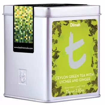 Чай зеленый Dilmah t-Series with lychee and ginger, 75 г