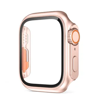 Закаленное стекло с чехлом для ПК. Обновление до Apple Watch Ultra 49 мм, для Apple Watch 8, 7, 45 мм, 41 мм, для Iwatch Series SE 6, 5, 4, 40 мм, 44 мм, защитная пленка для экрана ПК. 40mm