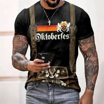 Cosplay Pattern 3d Printed T-Shirt For Men Casual Short Sleeved Tops Men s Clothing Beer T-Shirt Fashionable Streetwear S