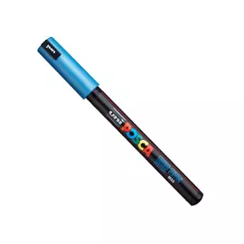 Маркер UNI "POSCA" PC-1MR, 0,7 мм, наконечник игольчатый, цвет синий металлик