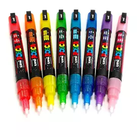 Маркер UNI "POSCA" PC-3ML, 0,9-1,3 мм, наконечник пулевидный, все цвета с блёстками