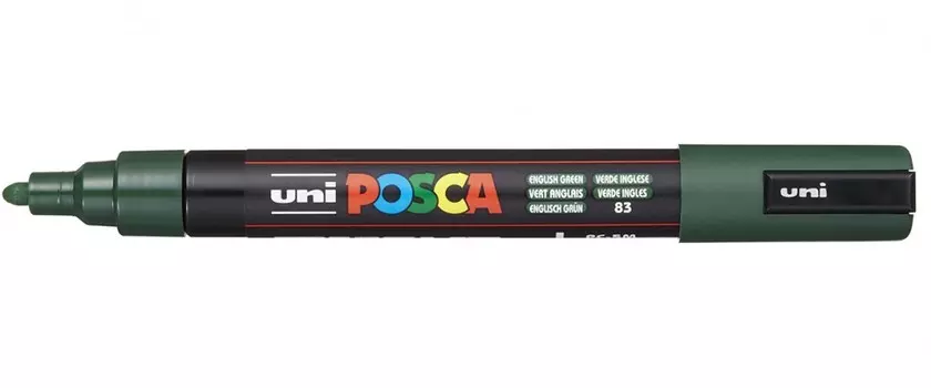 Маркер UNI "POSCA" PC-5M, 1,8-2,5 мм, наконечник пулевидный, цвет английский зеленый