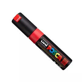 Маркер UNI "POSCA" PC-8K, до 8,0 мм, наконечник скошенный, цвет флуоресцентно-красный