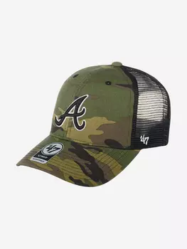 Бейсболка с сеточкой 47 BRAND B-CBRAN01GWP-CMB Atlanta Braves MLB (оливковый), Мультицвет