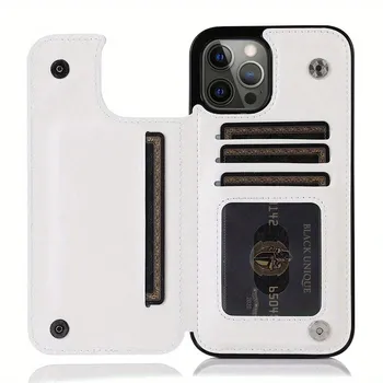 Кожаный чехол-кошелек для IPhone 14/13/12/11/Pro Max/Mini/XR/X/XS Max/8/7/6S/6 Plus/SE2/SE3/2022/2020 - держатель для карт и откидная задняя крышка IPhone XS Max белый