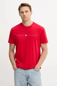 Хлопковая футболка Tommy Jeans, красный