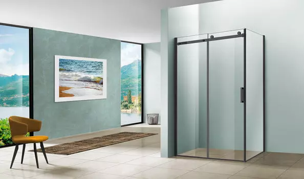 Душевой уголок Vincea Lugano VSR-1L8012CLB-1 120х80 черный, стекло прозрачное
