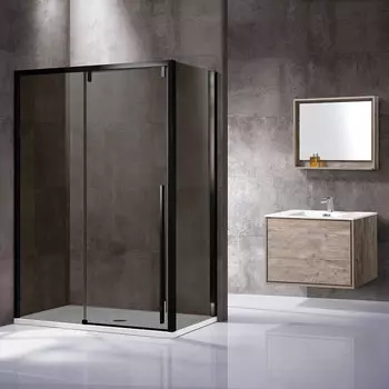 Душевой уголок Vincea Lugano VSR-1L9012CGB-1 120х90 черный, стекло тонированное