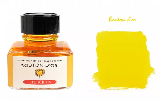 Чернила в банке Herbin, 30 мл, Bouton d'or, Желтый