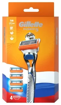 Станок для бритья Gillette Fusion 5 лезвий с 4 сменными кассетами, мужской, 1 шт