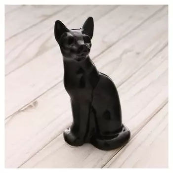 Статуэтка фарфоровая «Кошка тайка», чёрная, 10см