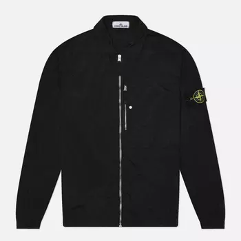 Мужская рубашка Stone Island Nylon Metal In Econyl Overshirt, цвет чёрный, размер L