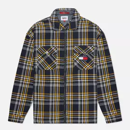 Мужская рубашка Tommy Jeans Check Zip Overshirt, цвет синий, размер M