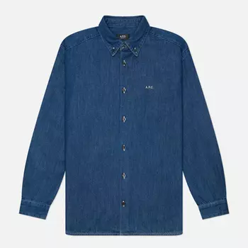 Мужская рубашка A.P.C. Mathias Logo, цвет синий, размер M