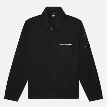 Мужская рубашка C.P. Company Cotton/Linen Classic Collar, цвет чёрный, размер S