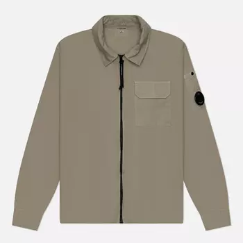Мужская рубашка C.P. Company Organic Gabardine Full Zip Overshirt, цвет бежевый, размер S