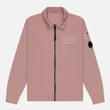 Мужская рубашка C.P. Company Organic Gabardine Full Zip Overshirt, цвет розовый, размер S