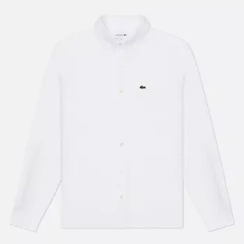 Мужская рубашка Lacoste Linen Regular Fit Embroidered, цвет белый, размер 39