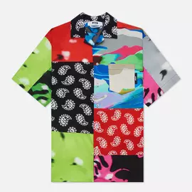 Мужская рубашка MSGM Patchwork Prints, цвет зелёный, размер 41