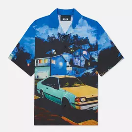 Мужская рубашка MSGM x Seth Armstrong Capsule Print 1, цвет синий, размер 41