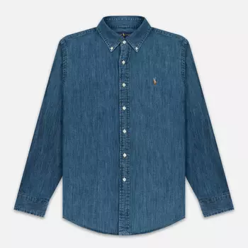 Мужская рубашка Polo Ralph Lauren Custom Fit Polo Pony Color, цвет синий, размер L