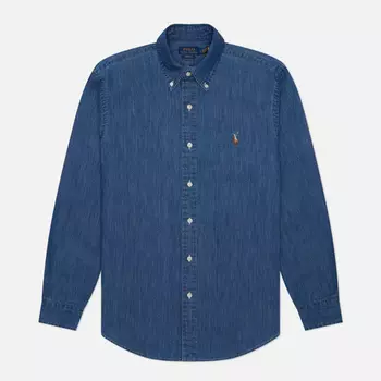 Мужская рубашка Polo Ralph Lauren Custom Fit Polo Pony Color, цвет синий, размер XL