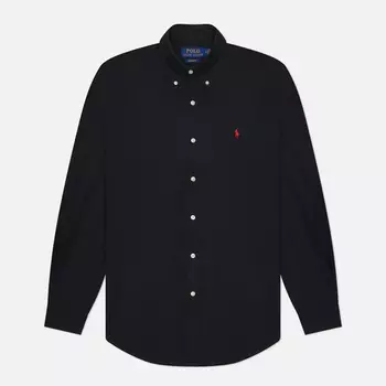 Мужская рубашка Polo Ralph Lauren Embroidered Logo Poplin Custom Fit, цвет чёрный, размер S