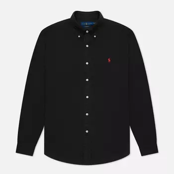 Мужская рубашка Polo Ralph Lauren Garment Dyed Oxford, цвет чёрный, размер S