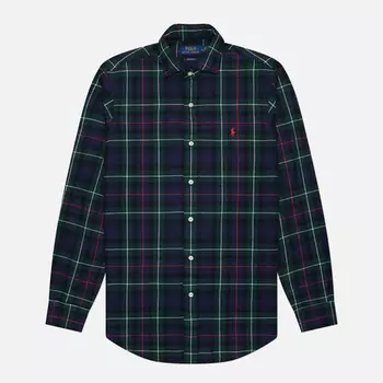 Мужская рубашка Polo Ralph Lauren Plaid Twill Custom Fit, цвет зелёный, размер M
