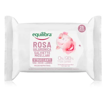 Equilibra Hyaluronic Rose Мицеллярные салфетки для снятия макияжа, 25 увлажняющих и защитных частиц