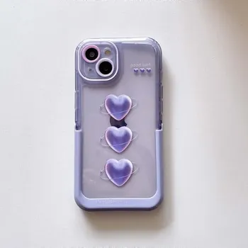 3d рельефный фиолетовый чехол для телефона Love для Iphone 13 12 Pro Max 14 Promax 11, силиконовый держатель-подставка, задняя крышка с рисунком Ins Jane Heart For iphone 12pro