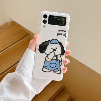 Чехол для Samsung Z Flip 4, плоский складной чехол с милым собачьим узором для Samsung Z Flip 3, 5 г, Zflip4, противоударный мягкий силиконовый чехол на заднюю панель For Z Flip 3