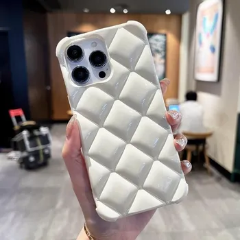 Яркий блестящий чехол для телефона с 3D ромбовидной сеткой для Iphone 14 12 11 13 Pro Max 14 Plus, мягкий силиконовый чехол for iphone14ProMax(6.7 )
