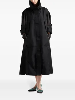 Prada однобортное пальто со вставками, черный