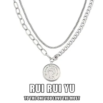 RUI RUI YU Prince двойное ожерелье для мужчин и женщин подвеска в стиле хип-хоп Ins простая цепочка из титановой стали Tide аксессуары цепочка для свитера None