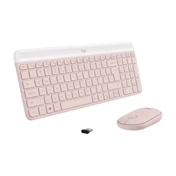 Беспроводная клавиатура Logitech MK470 Slim, plus mouse, розовый, английская раскладка