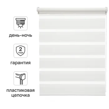 Штора рулонная день-ночь Inspire Peter 55x160 см белая